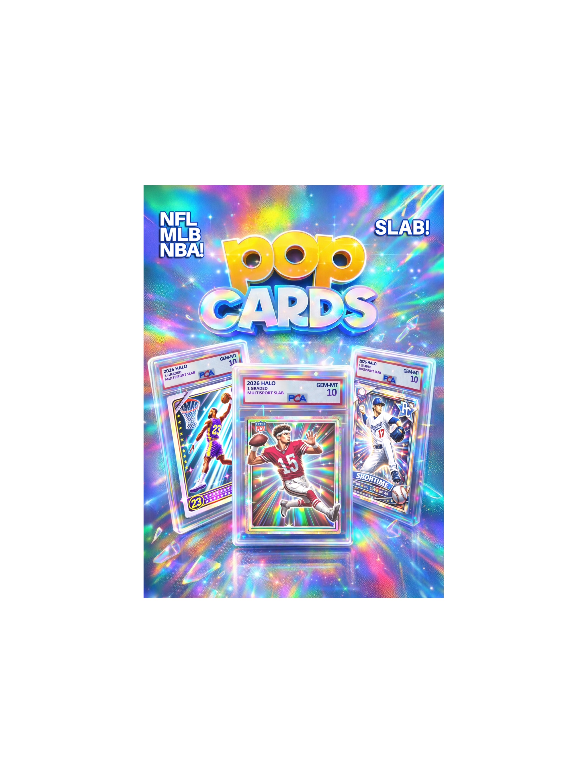 Pop Cards Slab Bag with graded holographic slabs